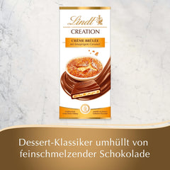 Barre Crème Brûlée Création Chocolat Lindt | Crème Brûlée fourrée au caramel croquant, recouverte du meilleur chocolat au lait | Barre de chocolat | Cadeau chocolat, 150g