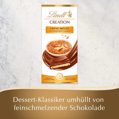 Lindt Schokolade Creation Crème Brûlée Tafel | Crème Brûlée Füllung Mit Knusprigem Karamell, Umhüllt Von Feinster Vollmilch-Schokolade | Tasse de chocolat | Schokoladengeschenk, 150G Naty Shop