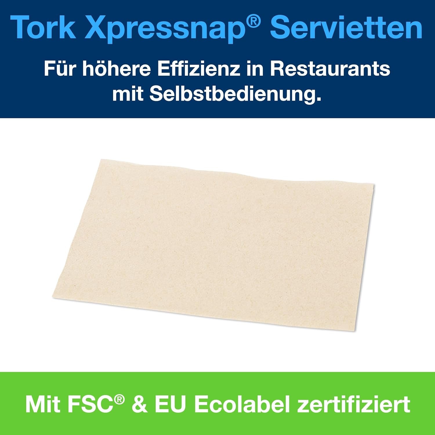 Serviettes distributrices Tork Xpressnap Extra Soft Nature N4, Premium, 1/2 x 2 épaisseurs, 21,3 cm x 16,5 cm, 8 × 1 000 serviettes, 12880