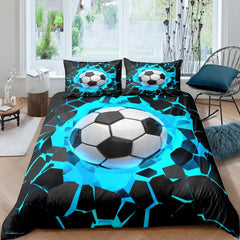 Parure de lit enfant, football, microfibre polyester Linge de lit - enfant Naty Shop Bleu 135 X 200 Cm