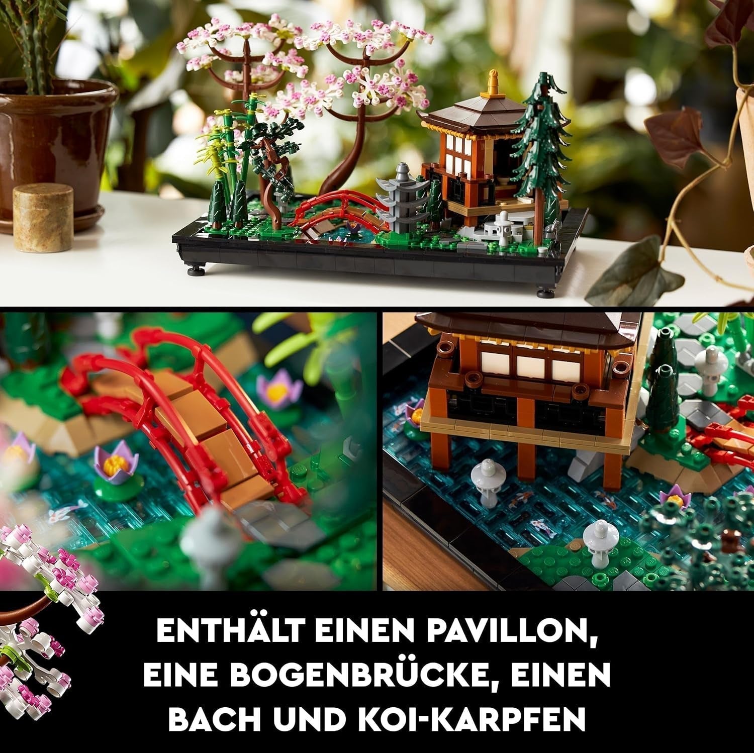 Lego Icons Garden Of Silence - Ensemble de jardin botanique zen pour adulte avec fleurs de lotus - Décoration de bureau d'inspiration japonaise personnalisable - Cadeau pour femme et homme 10315 Jeux de construction Besuche den LEGO-Store
