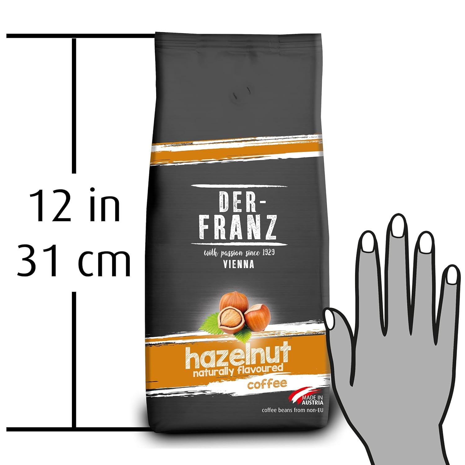 Der-Franz Kaffee, Mélange d'Arabica et Robusta, Geröstet, Ganze Bohne aromatisiert mit natürlicher Haselnuss UTZ, 1000 g