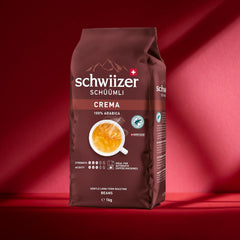 Schwiizer Schüümli Café en grains torréfaction moyenne, crème 1 kg – Force 3/5 – Certifié UTZ (lot de 4)