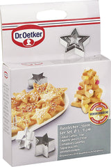 Dr. Oetker Lot de 6 emporte-pièces en forme d'étoile, emporte-pièces de Noël, emporte-pièces et emporte-pièces pour terrasse, motifs de différentes tailles, quantité : 1 x 6 pièces.