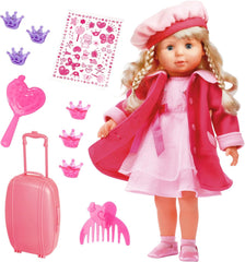 Bayer Design 94635AA Charlene Poupée interactive fonctionnelle avec cheveux et yeux endormis, parle et chante 90 phrases, 2 poèmes et 8 chansons, 46 cm, rose