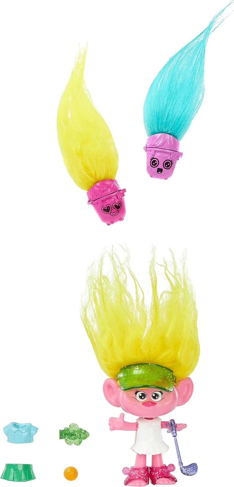 Mattel DREAMWORKS TROLLS Together Strong - Hairy Surprises Poppy Queen Poppy, Viva, Branch et Guy Diamond Peluche Cheveux, 2 Hairy Surprises, Accessoire, 3 ans et plus, HNF10 Naty Shop Viva Dolls