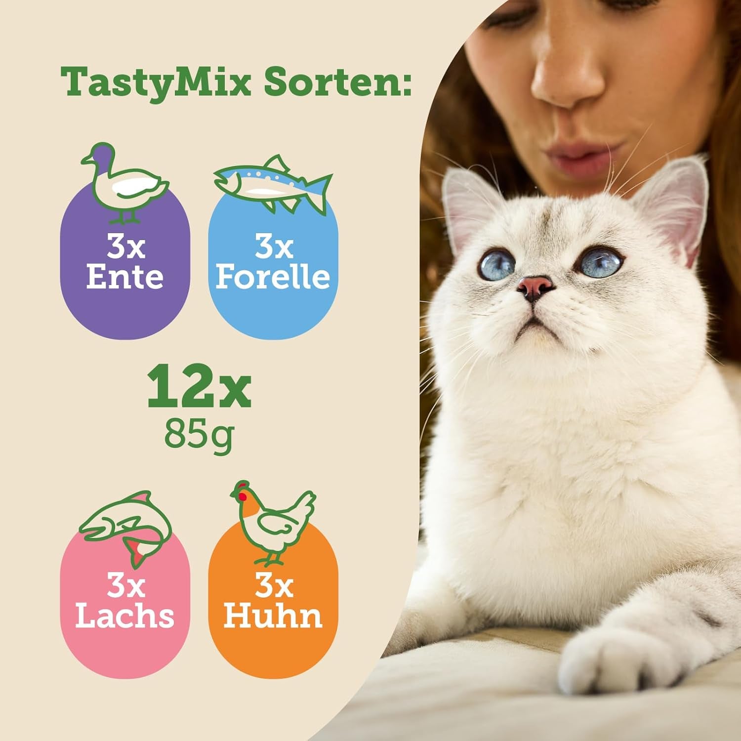 MERA Cats Nature Adult Tasty Mix Nourriture humide de qualité supérieure pour chats 12 x 85 g | Sans sucre et sans céréales | Nourriture humide pour chats adultes à haute teneur en viande | Forfait Économique