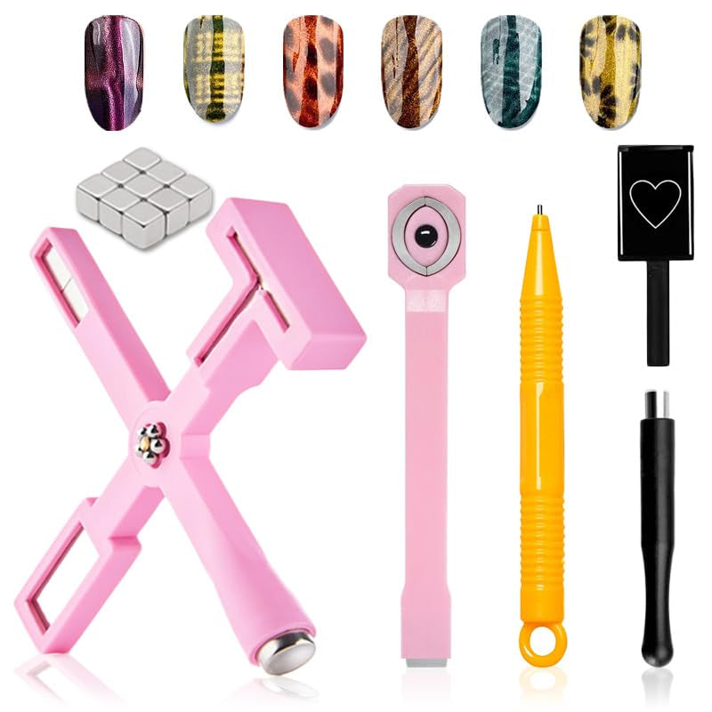 14 pièces Nail Art Werkzeug Magnetstift DIY Magic 3D Magnet Stick Set Application avec Cat Eye Gel Pulver ou Nagelac - Stylo magnétique pour les yeux pour un effet magique idéal