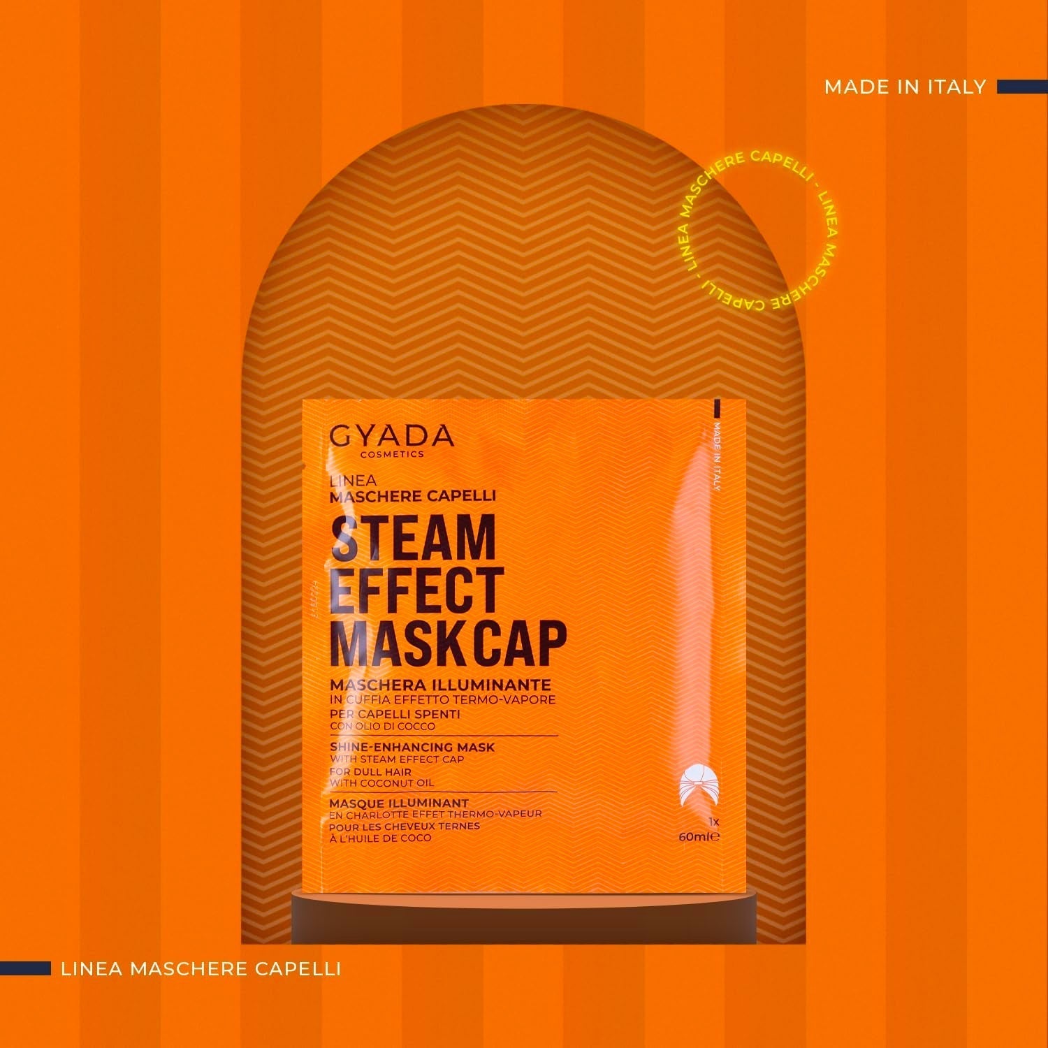 GYADA COSMETICS, masque capillaire en matière légère et revitalisante, donne brillance et douceur, effet nourrissant et réparateur, avec capuchon thermique, à base d'huile de coco et d'avocat, 60 ml Masque capillaire Naty Shop