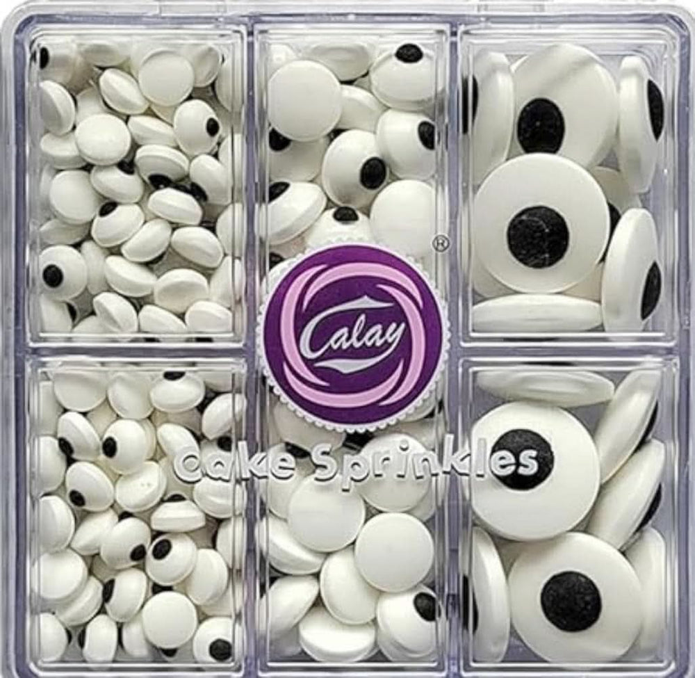 Décorations comestibles, bonbons et pépites, pour Halloween, 100 grammes Sprinkles Naty Shop Eyes, blanc