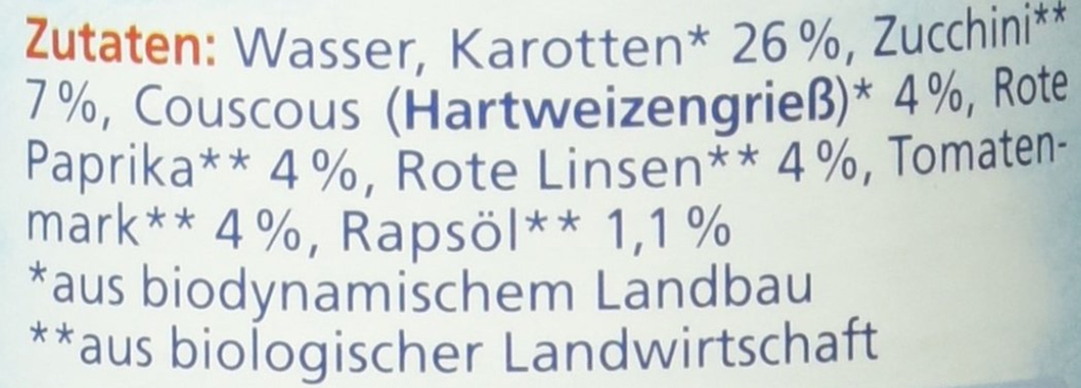 Ragoût de lentilles bio au couscous (dès 6 mois), 190 g