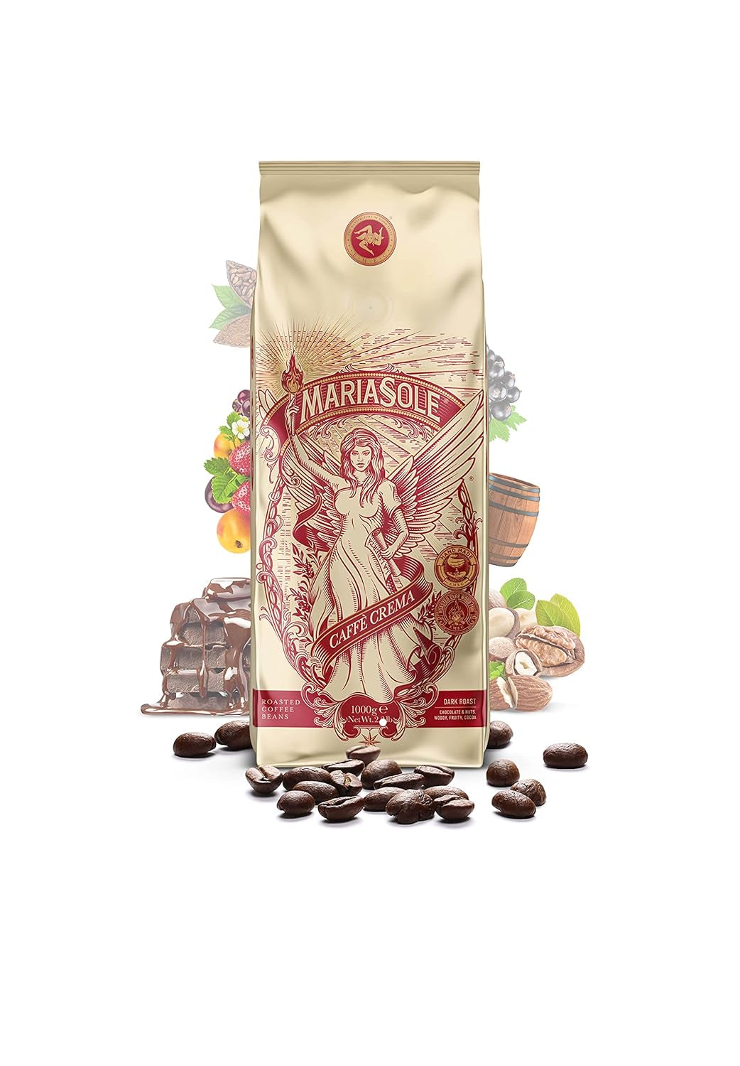 Caffè Crema – Torréfaction traditionnelle sicilienne au feu de bois, artisanale – Grains de café de qualité supérieure 250 g pour machines entièrement automatiques et porte-filtre