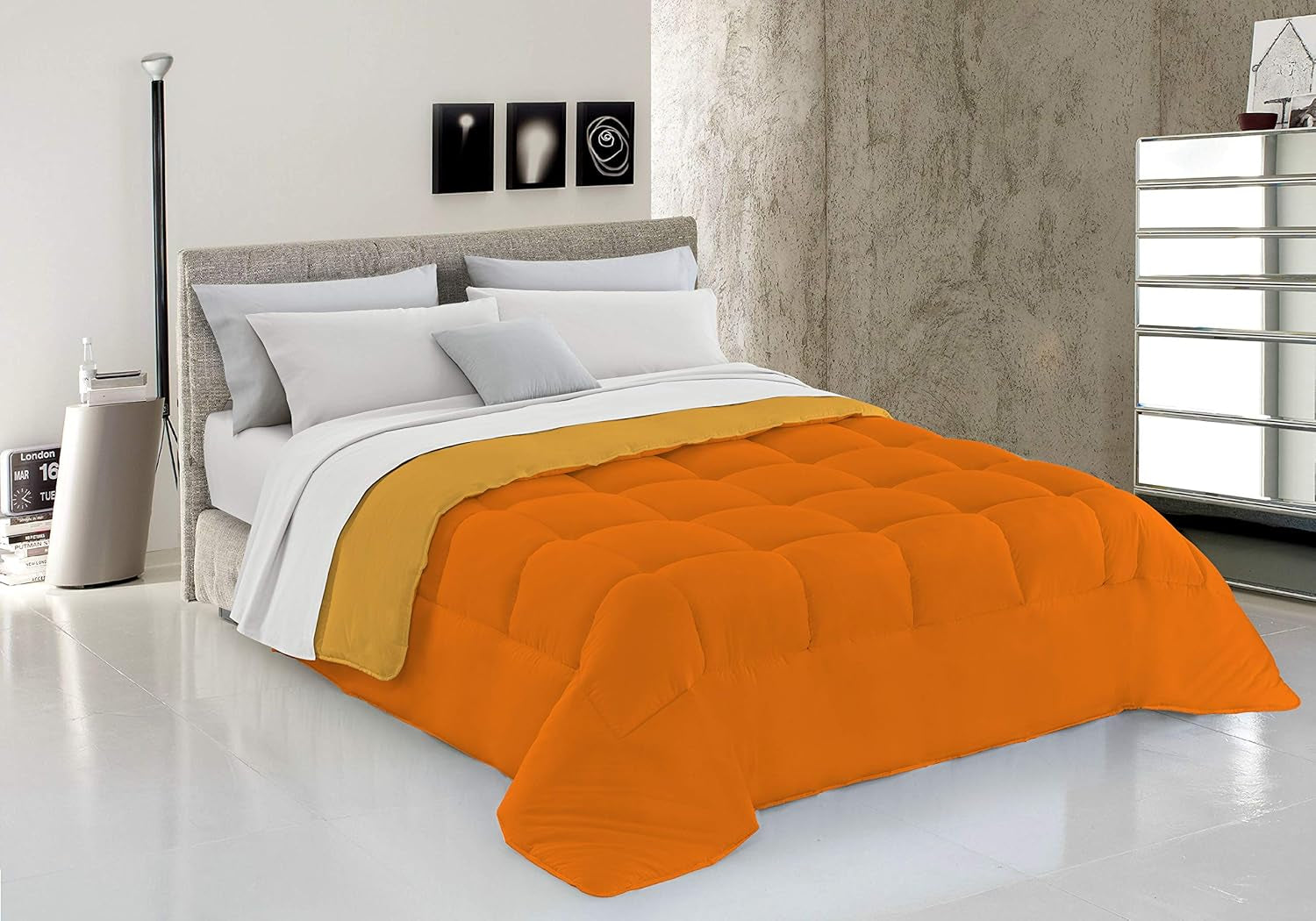 Linge de lit italien, couette d'hiver, taupe/crème, 250X200Cm Couettes et couettes Naty Shop Arancio/Giallo Pour 1 personne