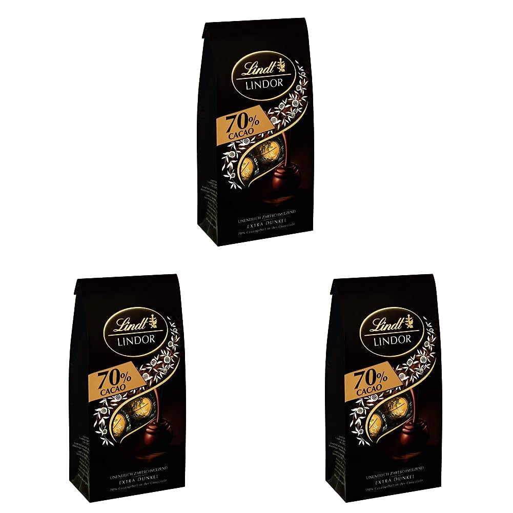 Boules de chocolat Lindor 70% de cacao extra noir | Sachet de 137g | Env. 10 boules de chocolat noir fin fourrées fondantes | Cadeau de chocolat | Cadeau chocolat