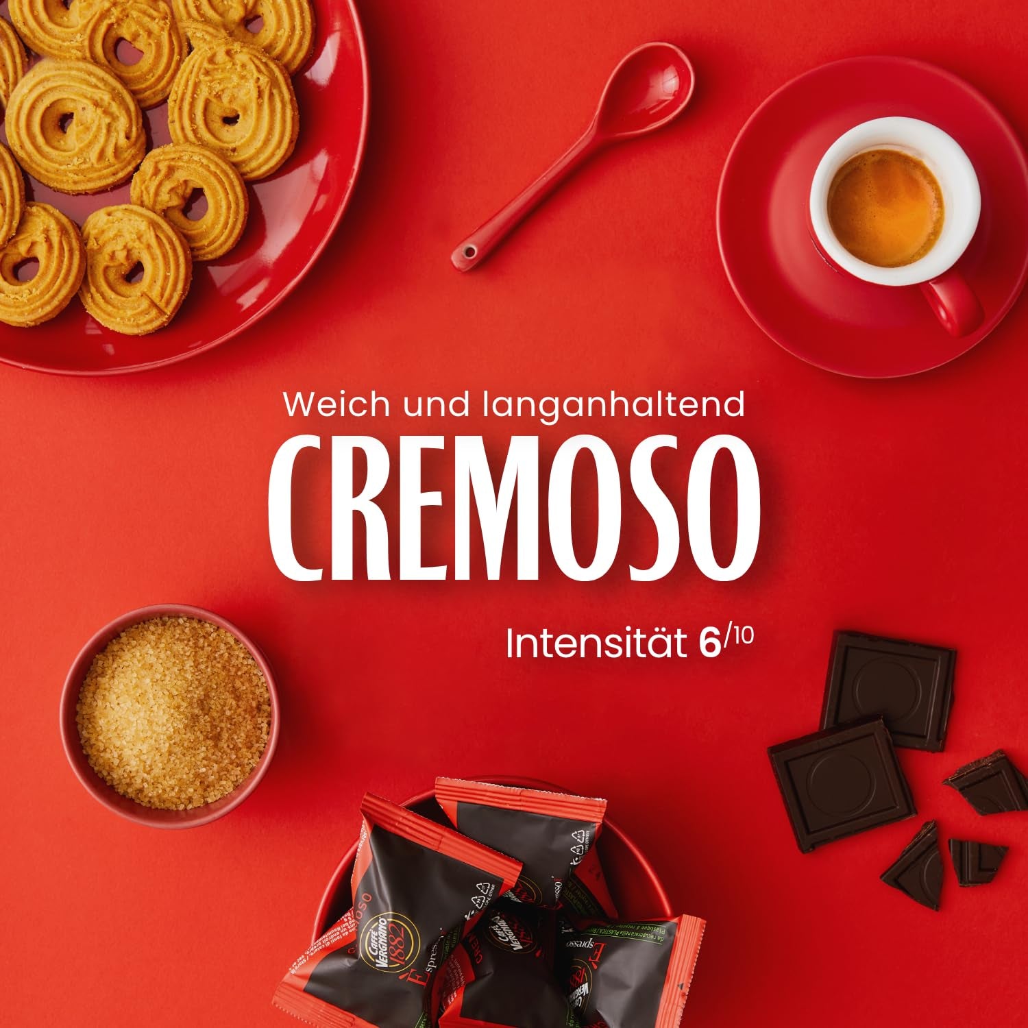 Caffè Vergnano 1882 - Café expresso compostable, compatible avec Nespresso, Cremoso (crémeux) - Packung Enthält 100 Kapseln