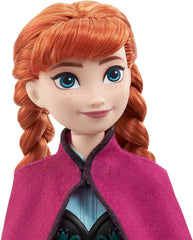Poupée Mattel Disney Princess Anna, La Reine des Glaces, Cheveux Peignés, Mobile, En Costume de Voyage, Cape Amovible, Cadeaux Disney, Jouet 3 Ans, HLW49 Naty Shop Dolls