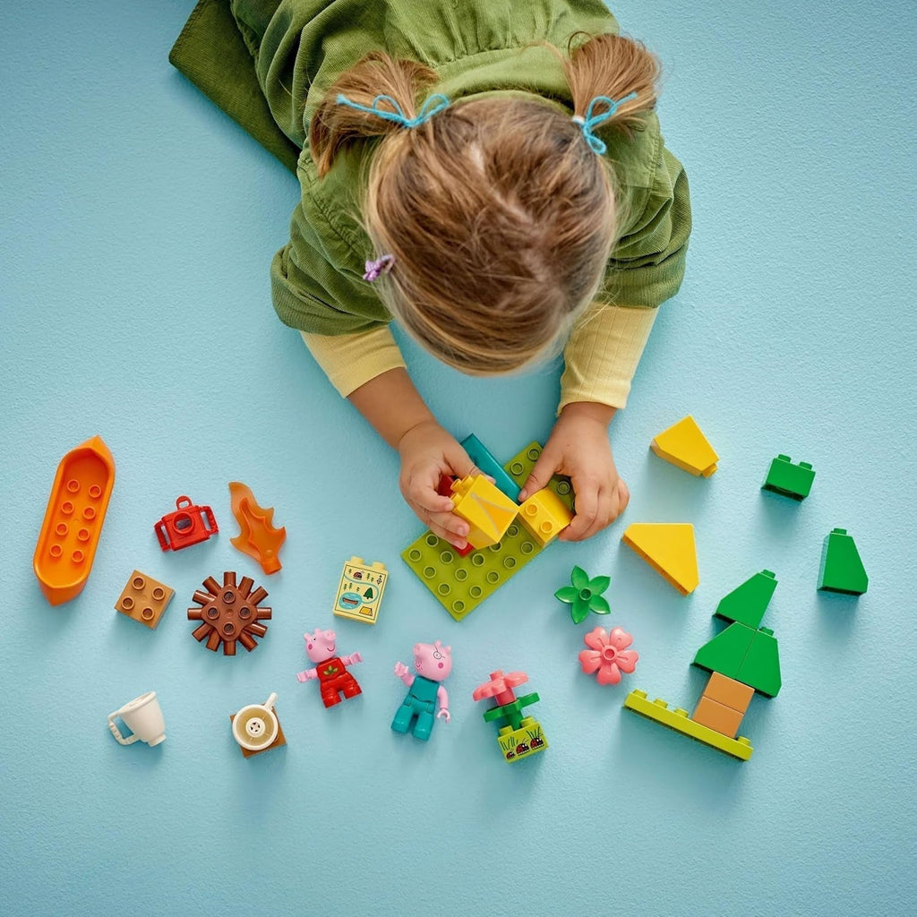 LEGO DUPLO Peppa Wutz Camping Trip - jucărie educativă pentru băieți și fete de la 2 ani - include cort, canoe, foc de tabără și 2 minifigurine - jucărie pentru activități motorii, sortare după culoare 10452 Seturi de constructie Besuche den LEGO-Store