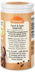 Ostmann Gewürze - Fleisch & Gyros Gewürzsalz | Pikantes Gewürz mit Mediterraner Note pour les grillades et les grillades Fleisch | Mit praktischem Streuaufsatz | 50 g dans une passoire