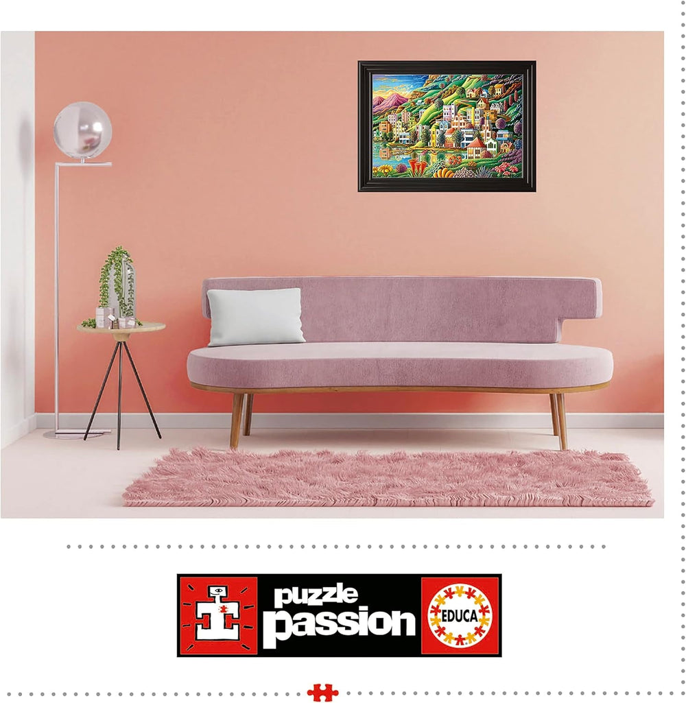 Educa - Puzzle 500 pièces pour adultes | Village coloré au bord du lac, puzzle 500 pièces pour adultes et enfants à partir de 11 ans, puzzle paysage, illustration (19552) Puzzle Naty Shop