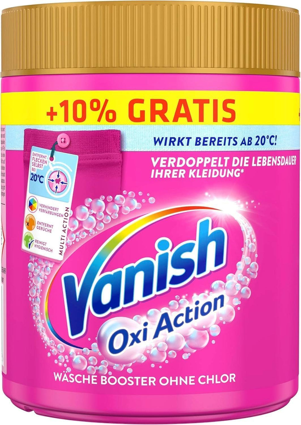 Vanish Oxi Action Powder Pink - 1 X 1,65 Kg - poudre pour enlever les taches et améliorer le linge sans chlore - pour linge coloré Naty Shop Lessive 605 grammes