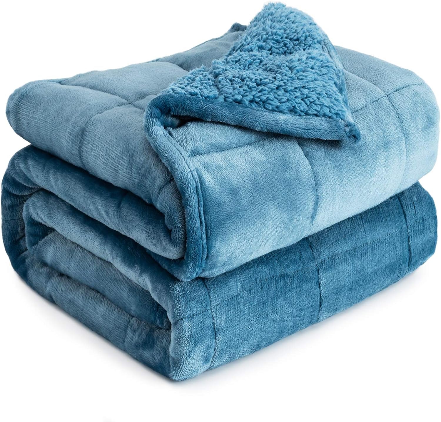 Couverture lestée Cottonblue, 6,8 kg, Queen Size, Flanelle, Shaggy, Sherpa, Couverture lestée pour adulte, Couvertures lestées confortables pour calmer et se détendre, Couettes lourdes, 152,4 x 203,2 Naty Shop Couettes et couettes bleu ardoise 60 * 80 15Lbs