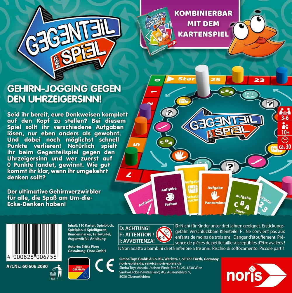 Noris 606062080 - Jeu de société (jeu de cartes à partir de 10 ans) - combiné avec le jeu de cartes - jeu de simulation complet pour enfants et adultes pour 3 à 6 joueurs