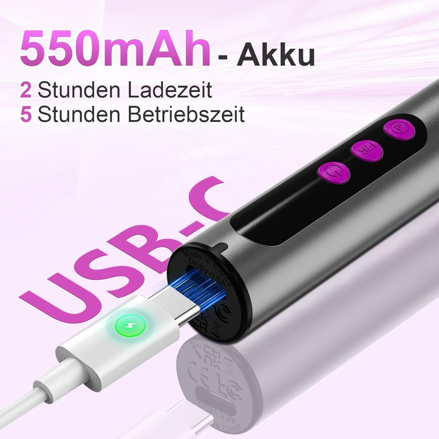 Lime à ongles électrique sans fil - 35 000 tr/min pour ongles en gel, lime à ongles professionnelle et acrylique 12 en 1, ensemble manucure et pédicure à 5 vitesses