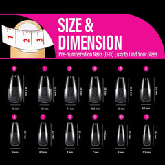 Types d'ongles en Gel moyen Ballerine, 504 pièces: pointes d'ongles en Gel PMMA, Extensions d'ongles, ongles artificiels, 12 tailles