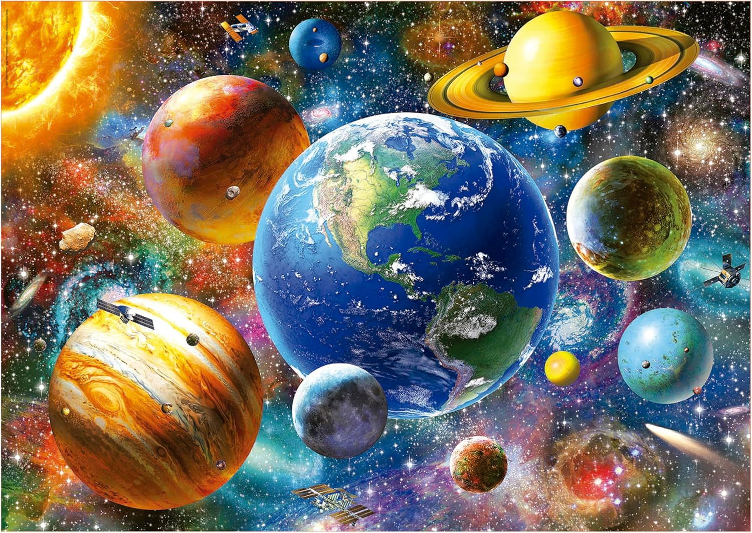 Educa - Puzzle 500 piese pentru adulti | Sistem solar, puzzle 500 piese pentru adulti si copii de la 11 ani, planete, spatiu, spatiu (18449) Puzzle Naty Shop