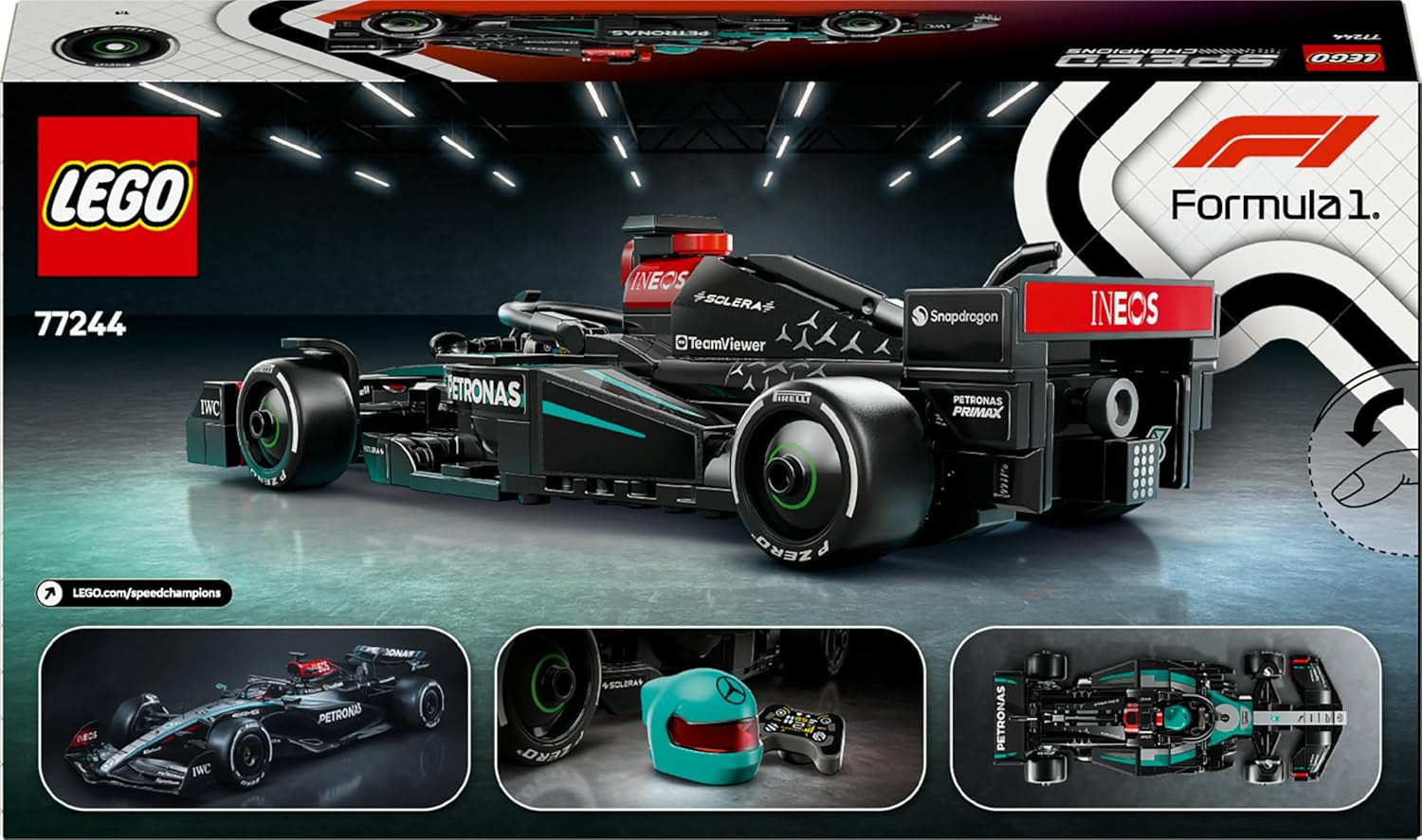 LEGO Speed Champions Mercedes-AMG F1 W15 Rennauto - Spielzeug mit Formel 1 Minifigur - Modell Auto zum Sammeln und Bauen - Geschenk für Jungen & Mädchen ab 10 Jahren oder Erwachsene Fans 77244