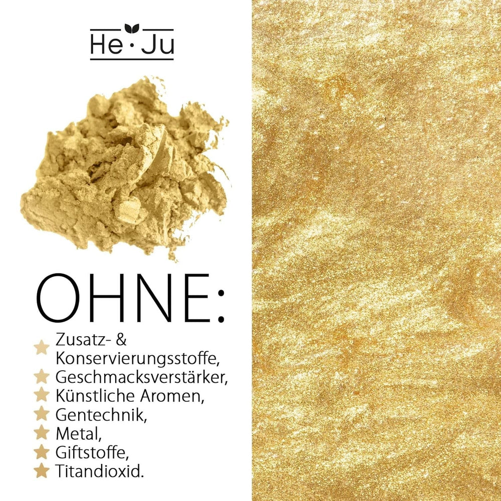He-Ju 10 g de poudre d'or comestible végétalienne et sans E171, colorant alimentaire doré, paillettes comestibles pour boissons et aliments