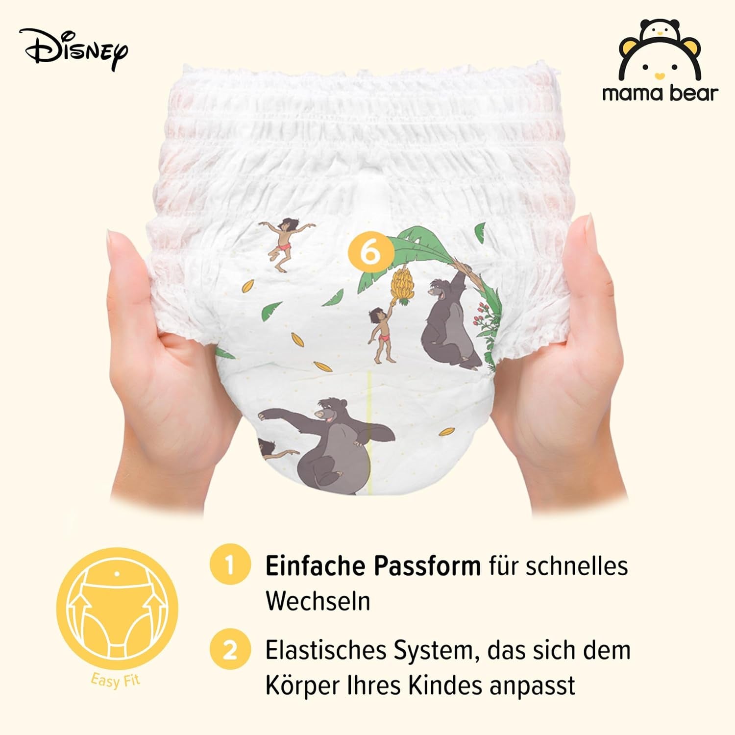 Marque Amazon : Mama Bear Disney Taille 6 (15+ kg) - Pack mensuel, Blanc, 120 pièces (2 paquets de 60)