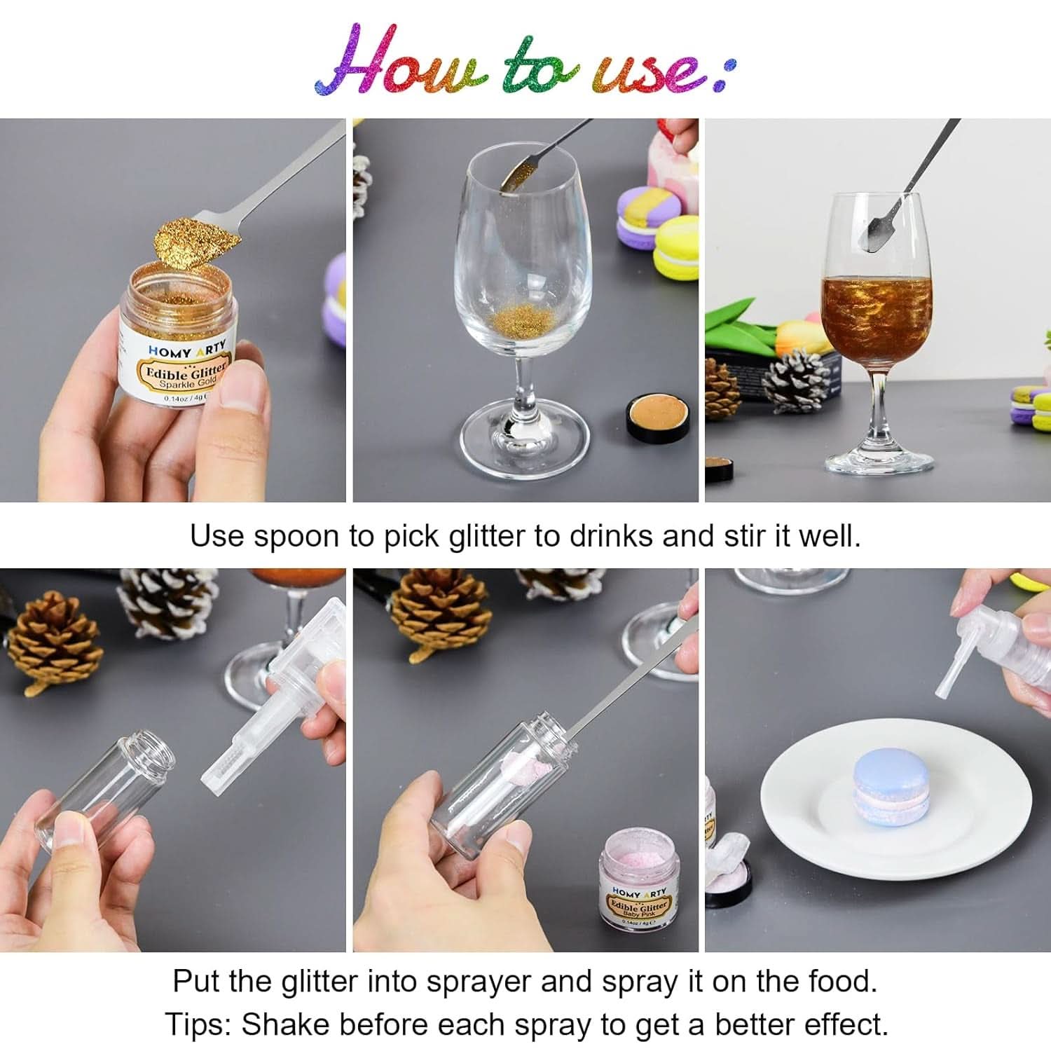 Paillettes comestibles pour boissons, 4 grammes Glitter Naty Shop