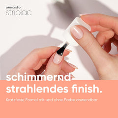 alessandro Striplac UV Top Coat Shimmer - Ongles brillants et résistants aux rayures jusqu'à 15 jours - Peut être utilisé avec ou sans colorant - Technologie d'élimination en douceur - Vegan - Argent, Transparent, 6,5 ml