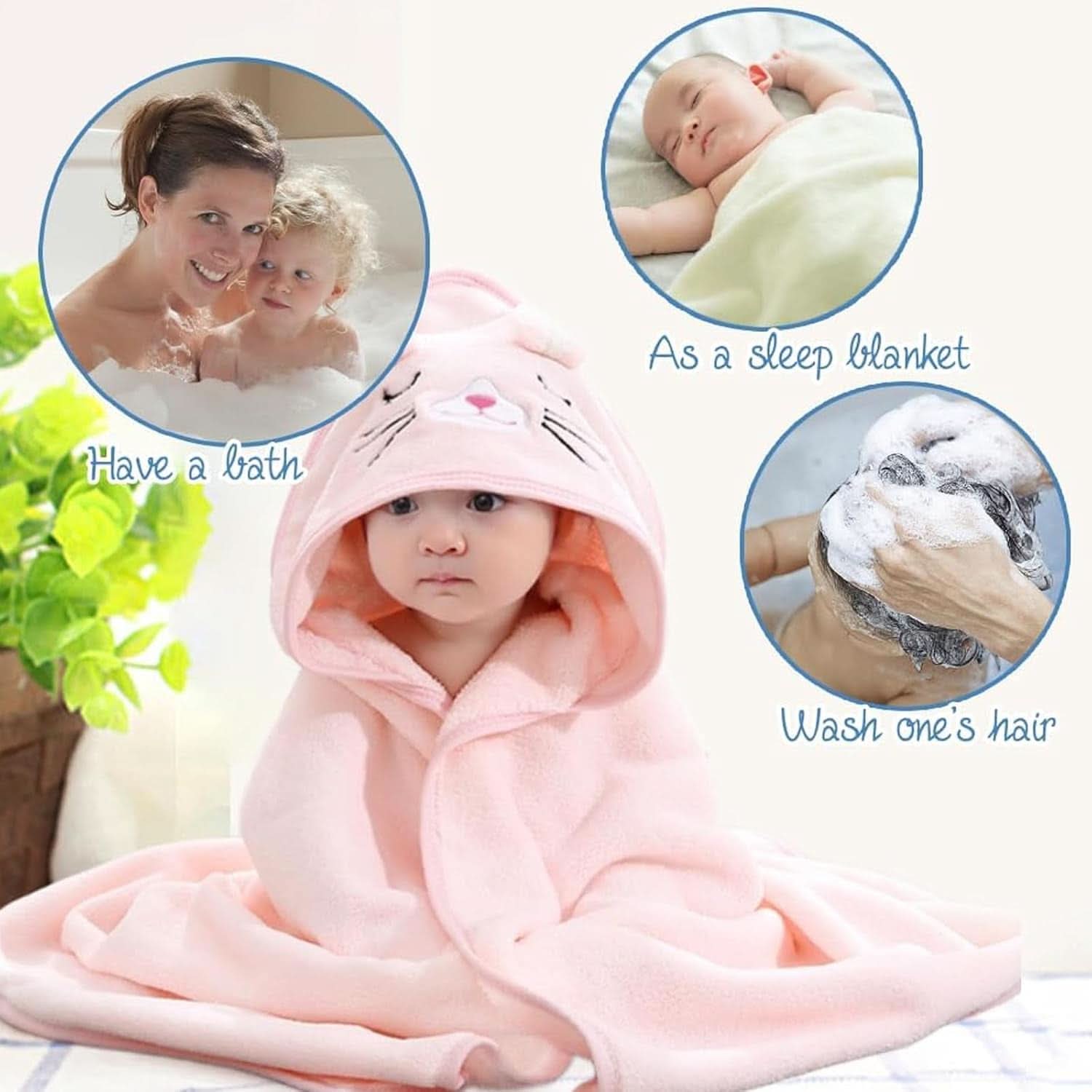 Pachet de 3 prosoape pentru bebelusi cu gluga 80 x 80 cm Mama si Copilul Naty Shop