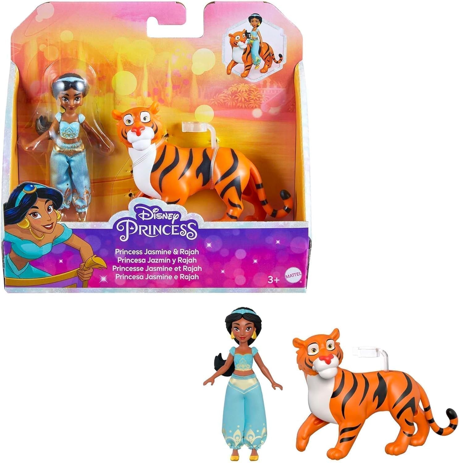 Mattel Disney Princess Toy Jasmine Fashion Poupée mobile avec vêtements et accessoires étincelants Cadeau pour enfants inspiré du film Disney HLW12 Naty Shop Dolls Little Jasmine Tiger Rajah