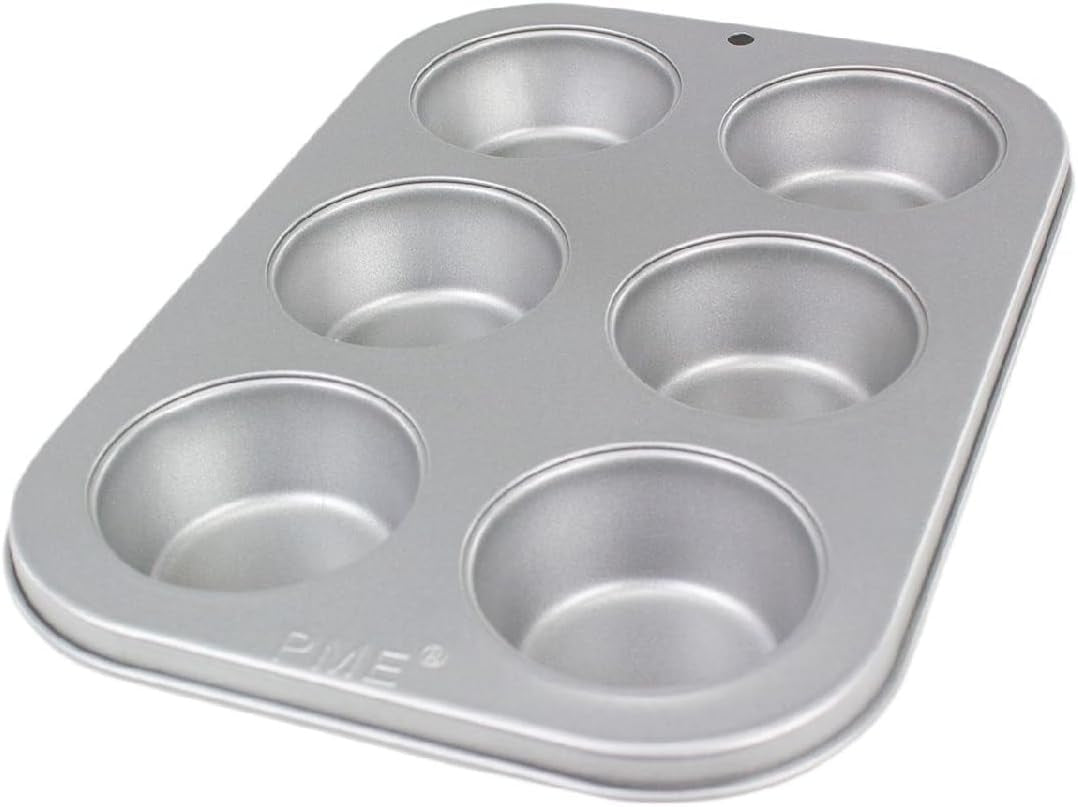 Moule à muffins en acier au carbone antiadhésif à 6 trous CSB108, acier inoxydable, argent, 28,9 x 17,7 x 3,1 cm Moules et plateaux de cuisson Naty Shop