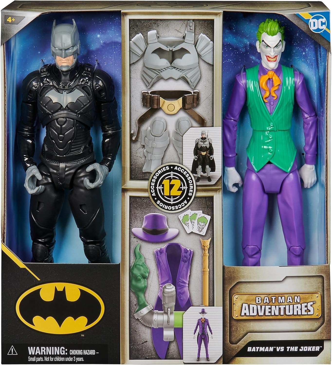 DC Batman Adventures Ensemble de figurines Batman contre le Joker, 30 cm - 2 figurines entièrement mobiles avec 12 vitesses pour un jeu de rôle passionnant, jouet pour 4 enfants et plus Naty Shop