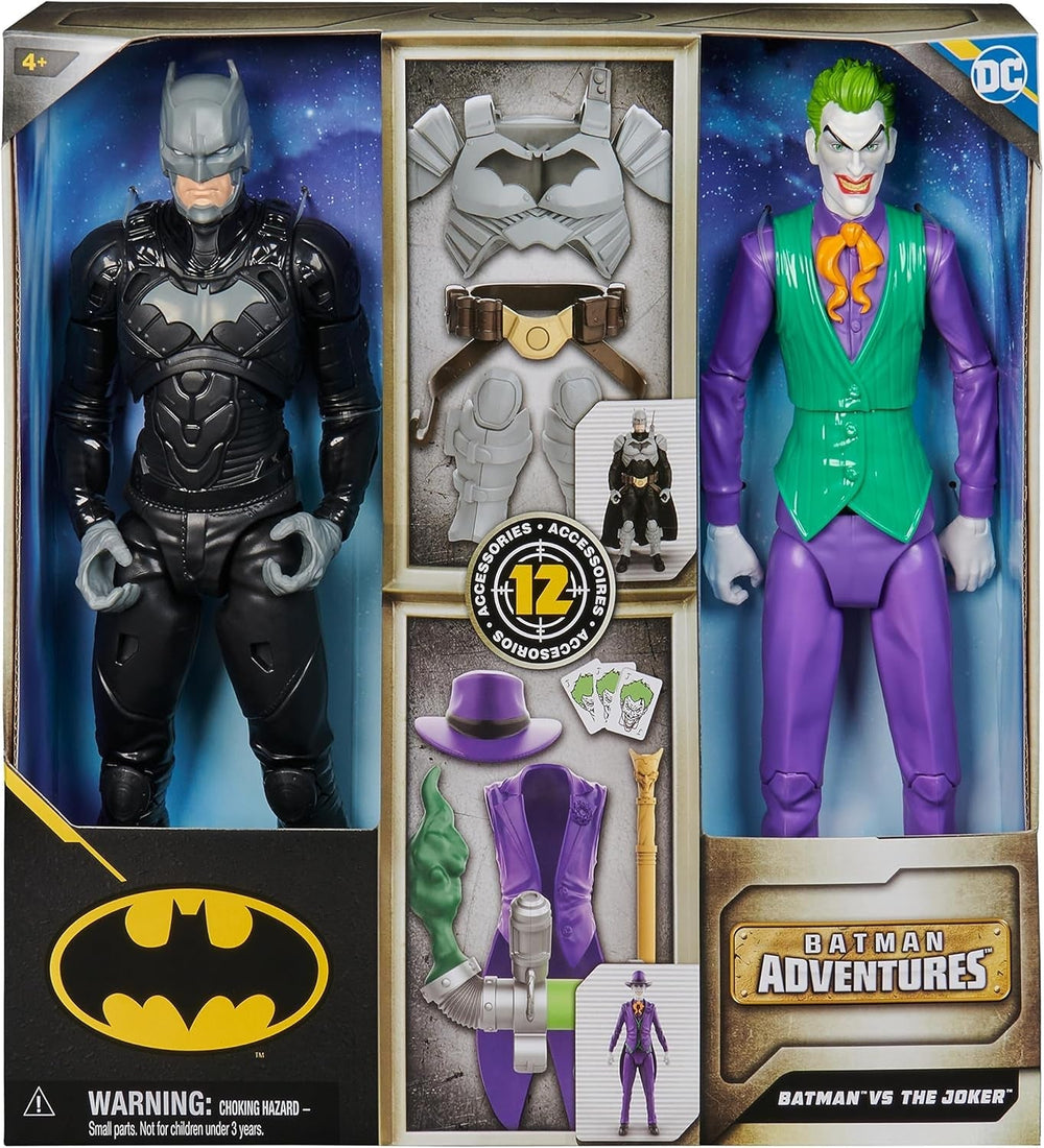 DC Batman Adventures Ensemble de figurines Batman contre le Joker, 30 cm - 2 figurines entièrement mobiles avec 12 vitesses pour un jeu de rôle passionnant, jouet pour 4 enfants et plus Naty Shop