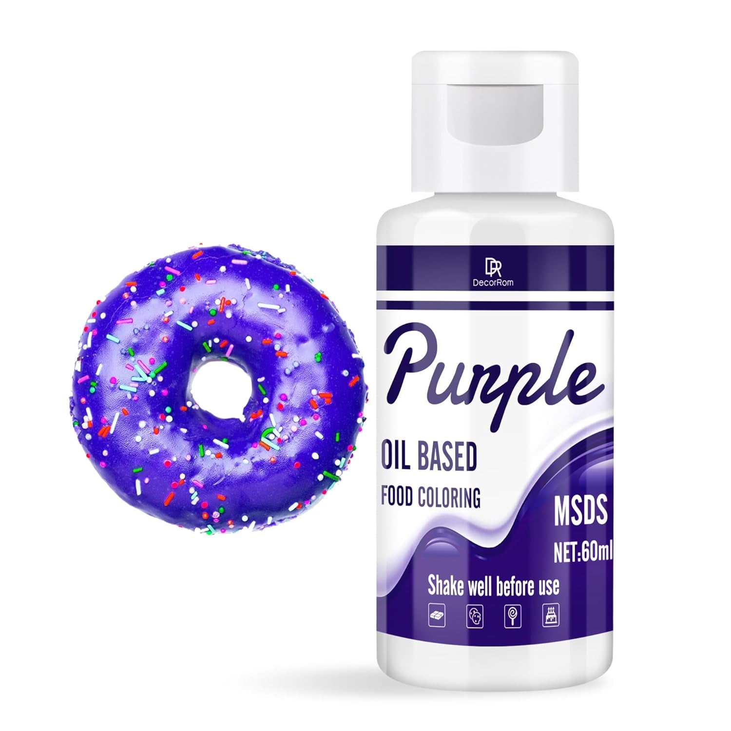 Farines à pâtisserie pour chocolat - 60 ml de couleurs à base d'huile pour fondant, décoration de gâteaux, dos - Colorant alimentaire flottant pour beurre de cacao, crème au beurre, cuisine (noir) Naty Shop Lila