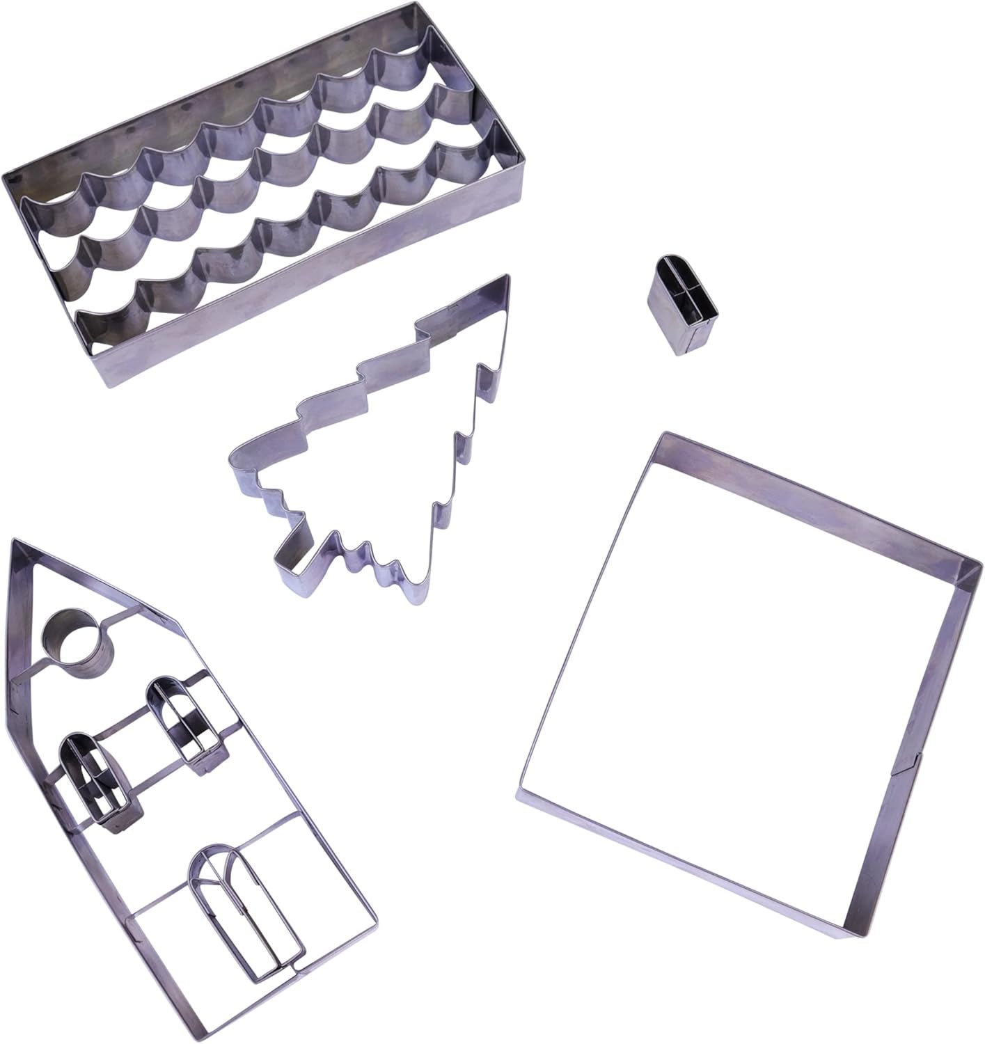 Ensemble d'emporte-pièces en forme de maison en pain d'épices de Noël, argent