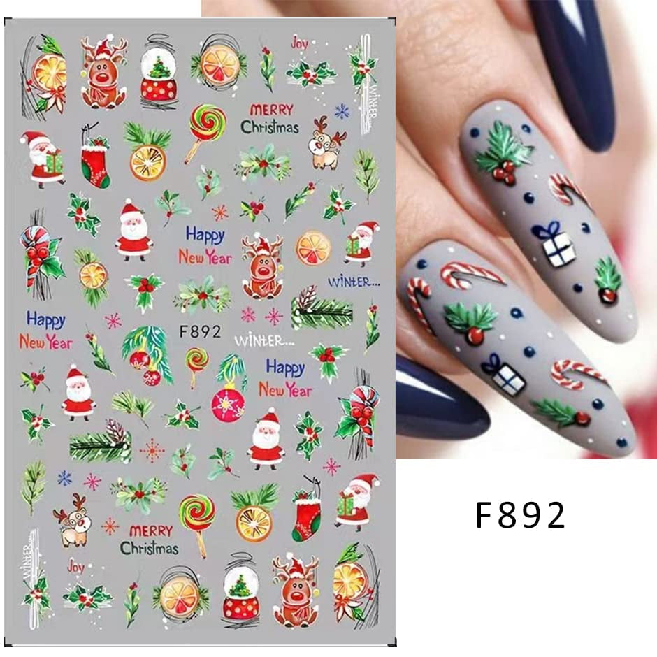 10 Blatt Nagelsticker Weihnachten Nagelaufkleber Selbstklebend Bule White Pine Tree Rentier Nail Art Sticker Dekoration Nageldesign Zubehör