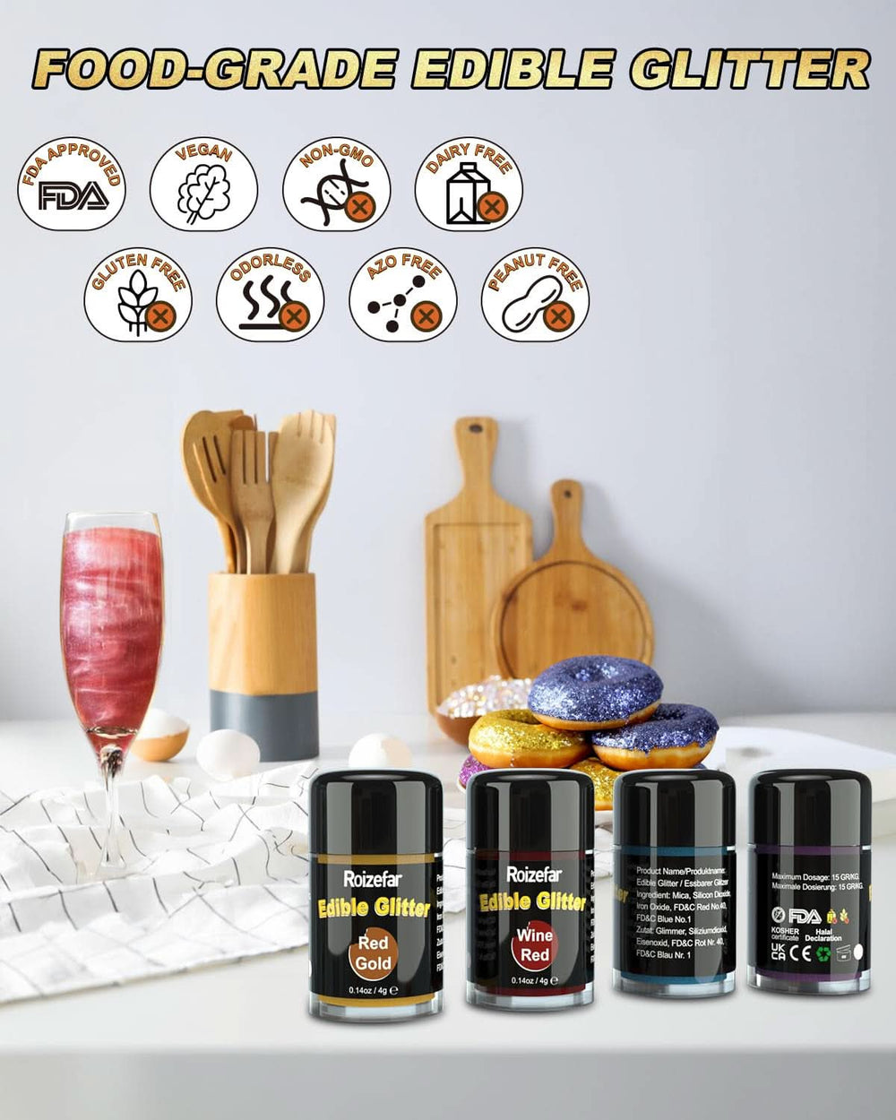 Paillettes comestibles, diverses couleurs et quantités Naty Shop