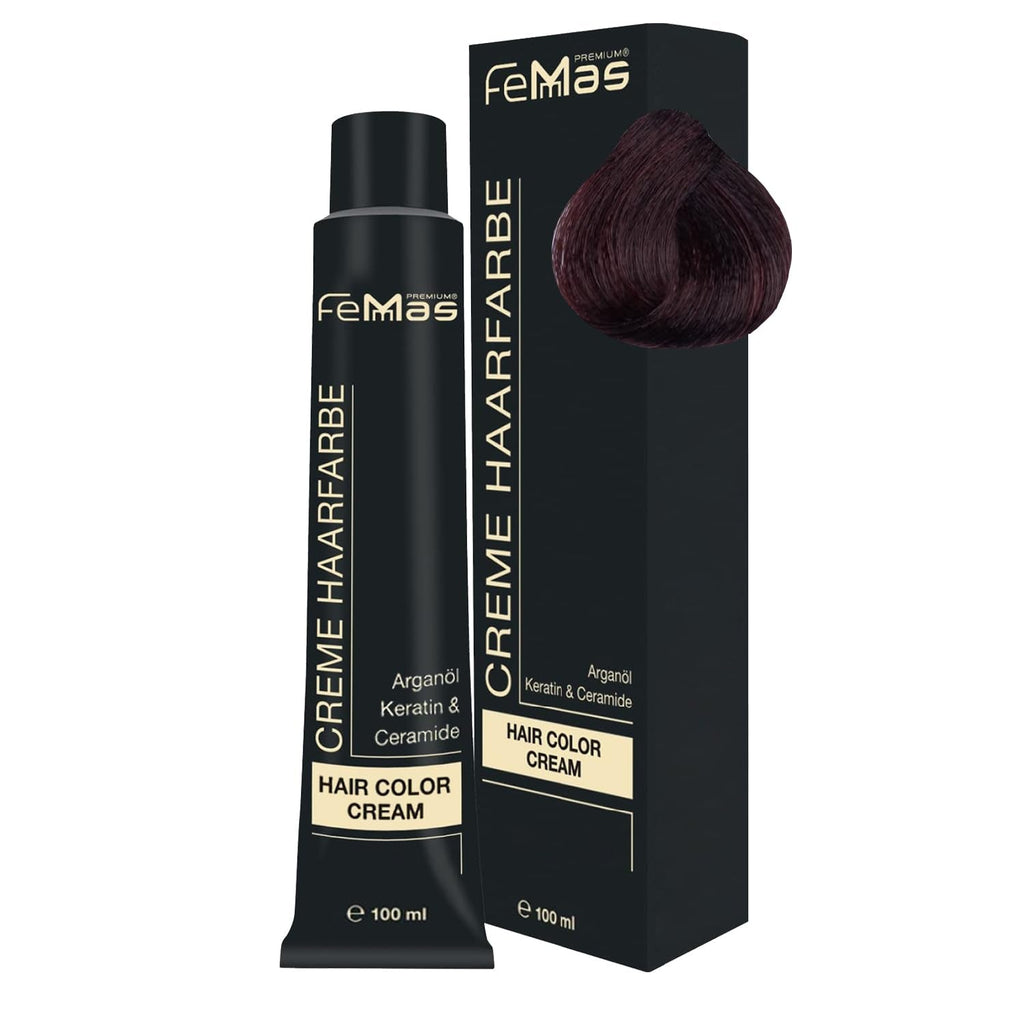 FemMas Hair Colour Pure & Mix Red I Cremă profesională cu ulei de argan, keratină și ceramide I Ca o vopsea de păr permanentă sau nuanță pentru rezultate radiante, de lungă durată I 100 ml
