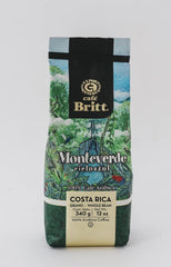 Café Britt® - Costa Rica Monteverde (340 g) (1 paquet) Café Arabica en grains entiers, casher, sans gluten, gourmet et torréfaction moyennement foncée
