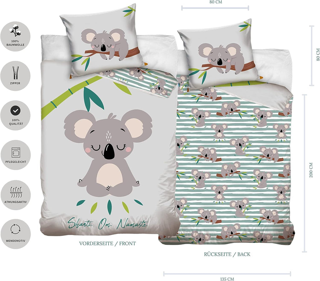Lenjerie de pat copii si adolescenti, unisex, Ursulet Koala, bumbac Lenjerie de pat - copii Naty Shop