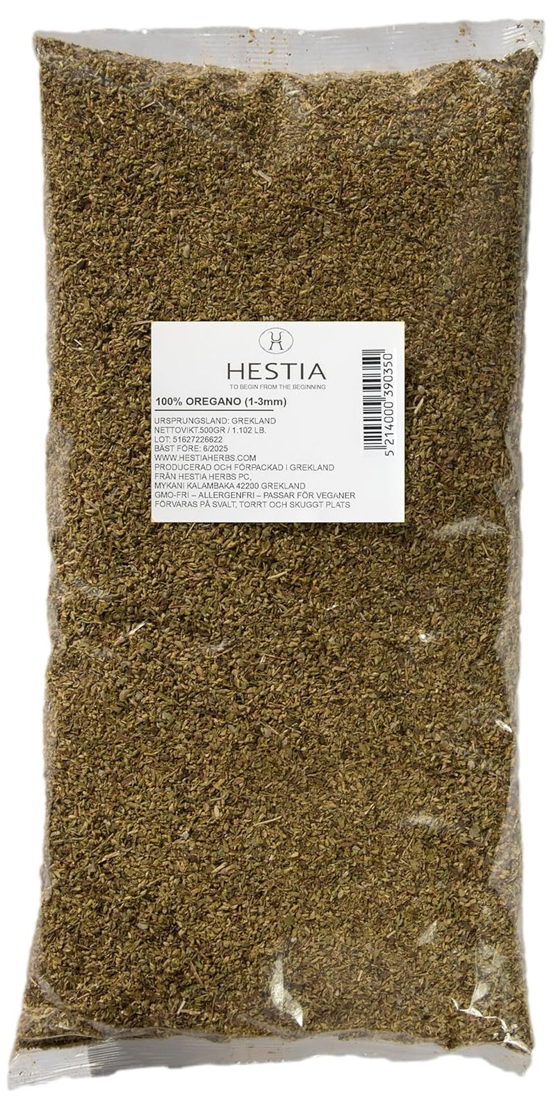 Hestia Herbs Griechischer getrechtenter Origan 500 g, sans allergènes – végétalien – sans GVO