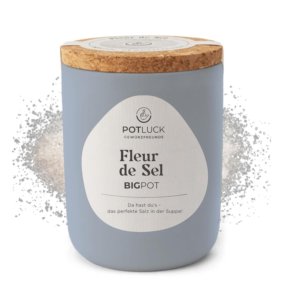 Repas-partage | Fleur de Sel handgeschöpft | Meersalz sur le dessus en céramique | 80g | Végétalien, sans gluten et avec des ingrédients naturels