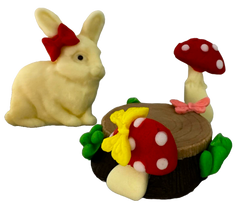 Set 3 decoratiuni comestibile din zahar, Iepuras in padure Decoratiuni din Pasta de Zahar Nati Shop