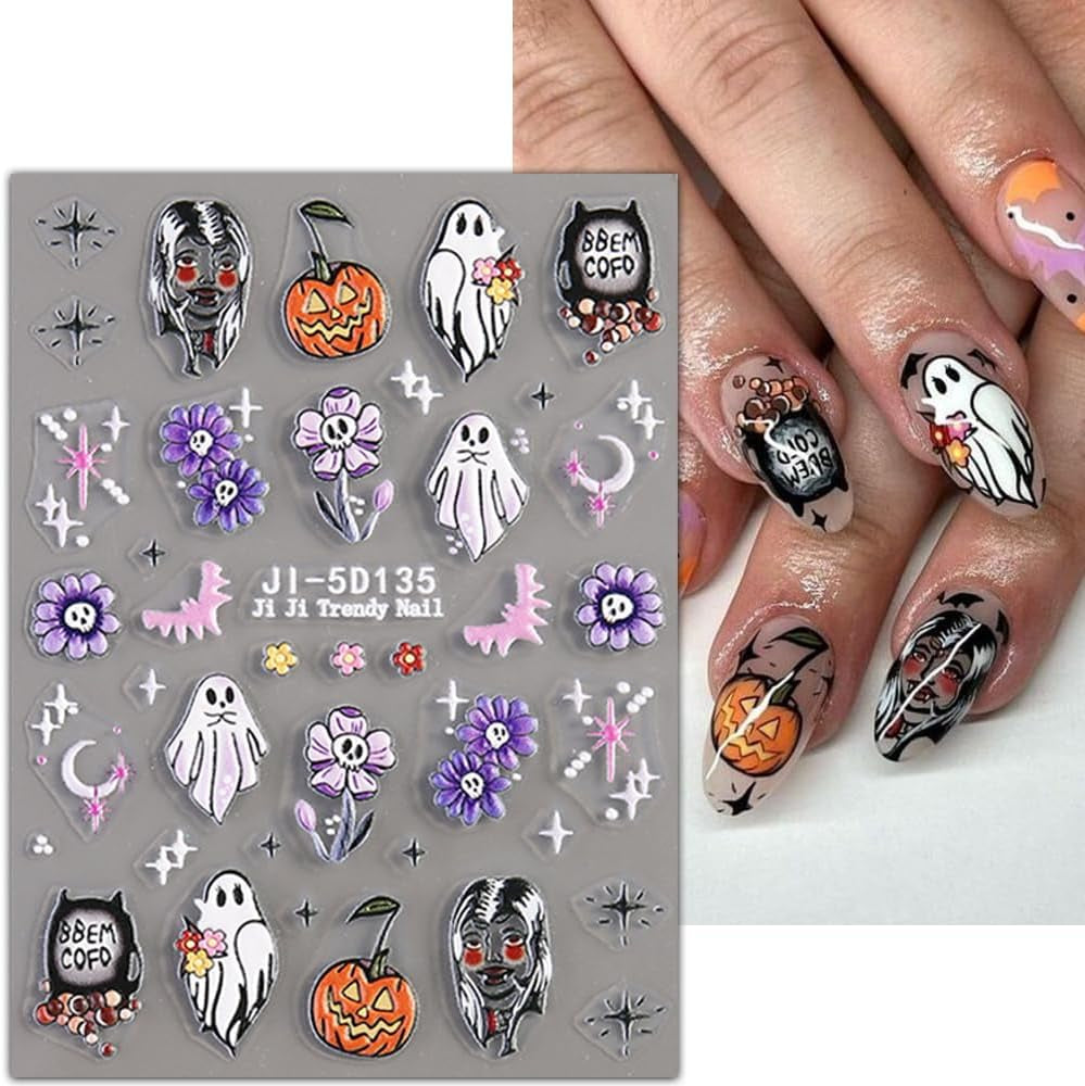 JMEOWIO Autocollant 3D pour nail art Halloween